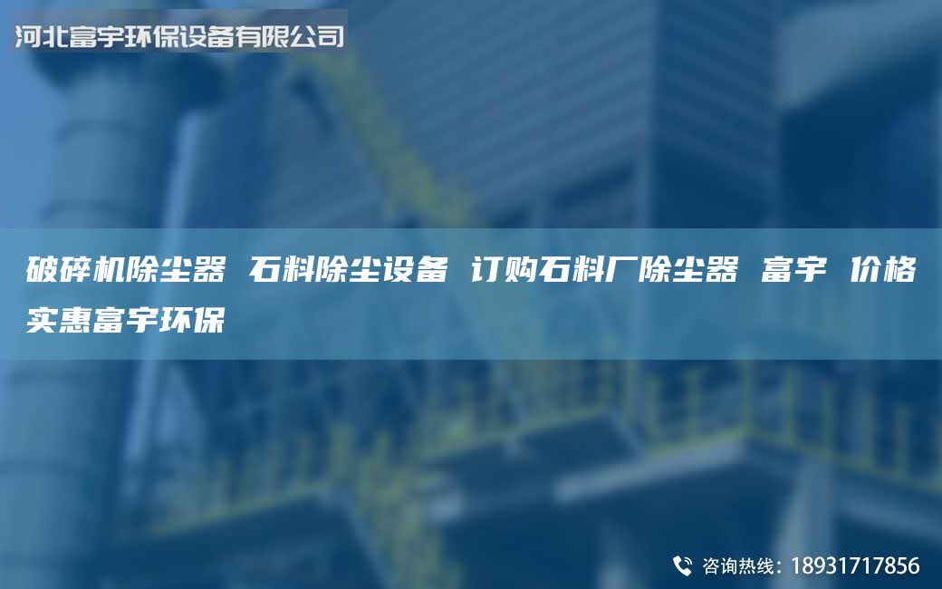 破碎機除塵器 石料除塵設備 訂購石料廠除塵器 富宇 價格實惠富宇環(huán)保