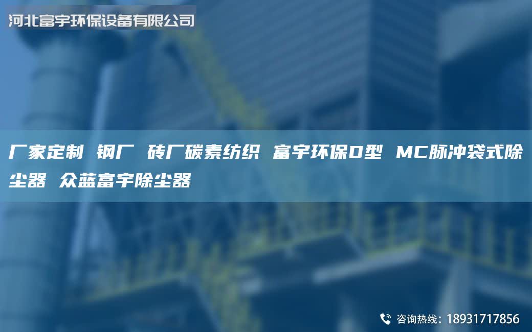 廠家定制 鋼廠 磚廠碳素紡織 富宇環(huán)保D型 MC脈沖袋式除塵器 眾藍(lán)富宇除塵器
